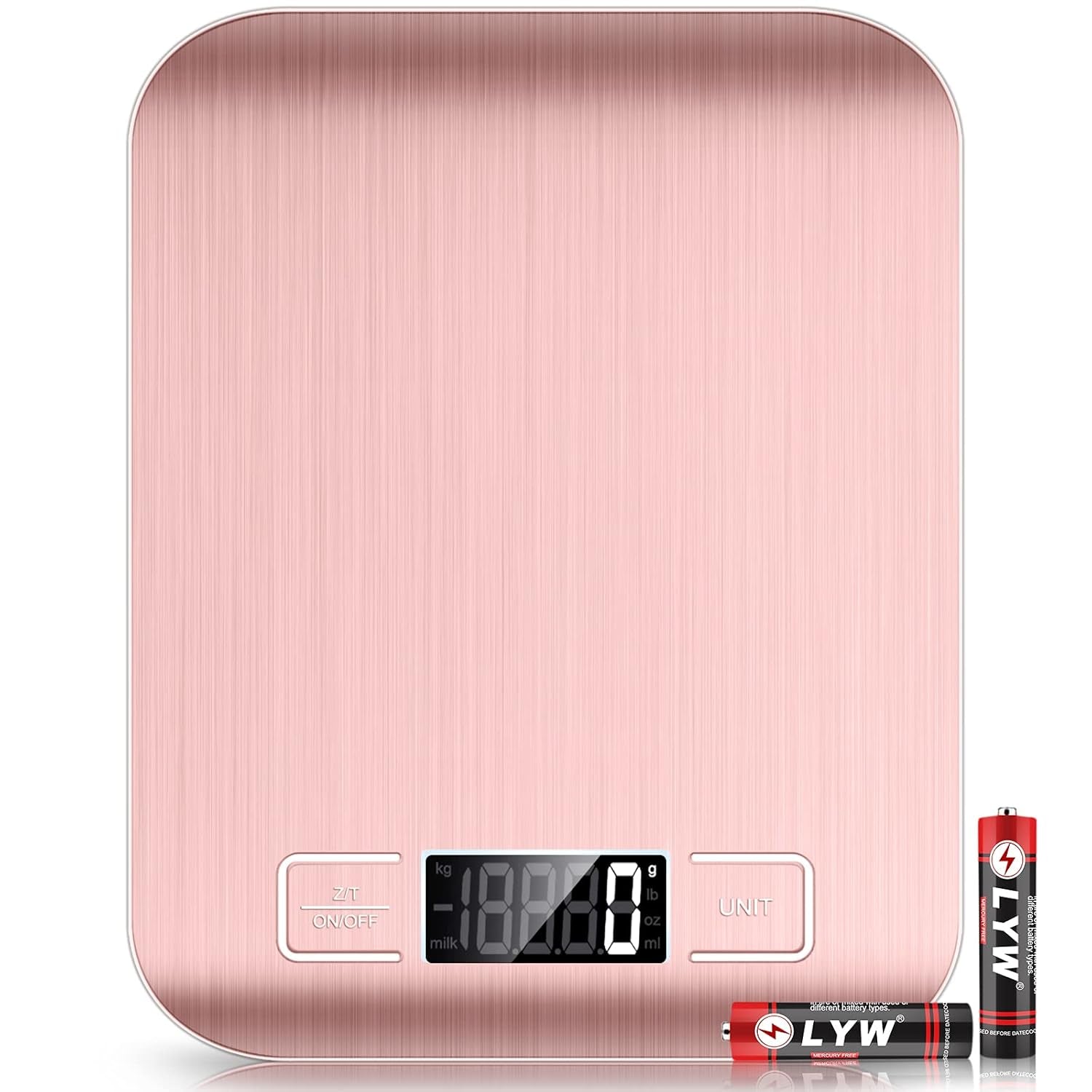 Food Scale Pink, 10Kg/22Lb Digital Kitchen Scale Weight Grams and Oz for Baking and Cooking, 1G/0.1Oz Precise Graduation, Easy Clean Stainless Steel