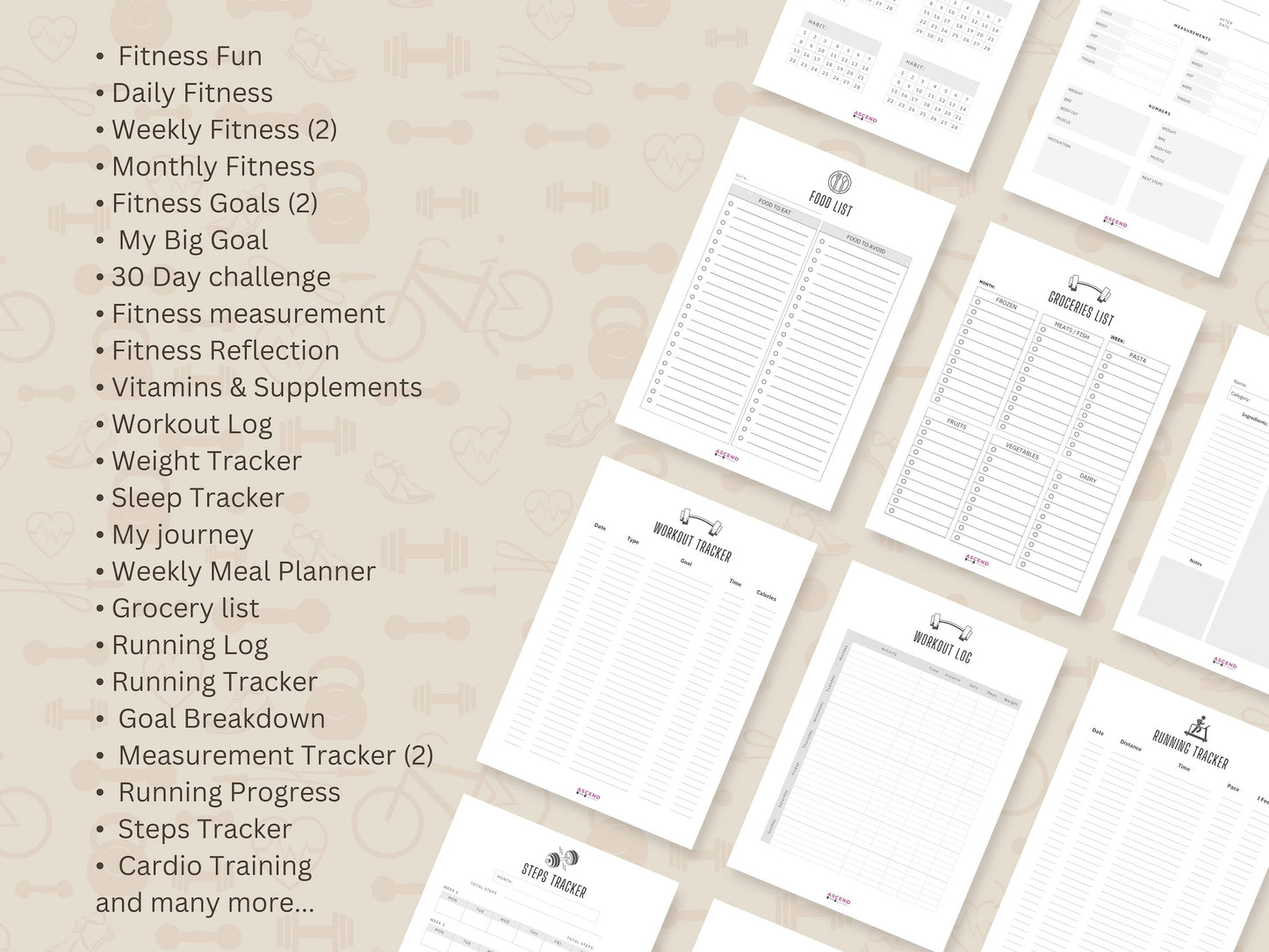 Ascend Activewear Ultimate Fitness Planner (Printable/Digital Download)