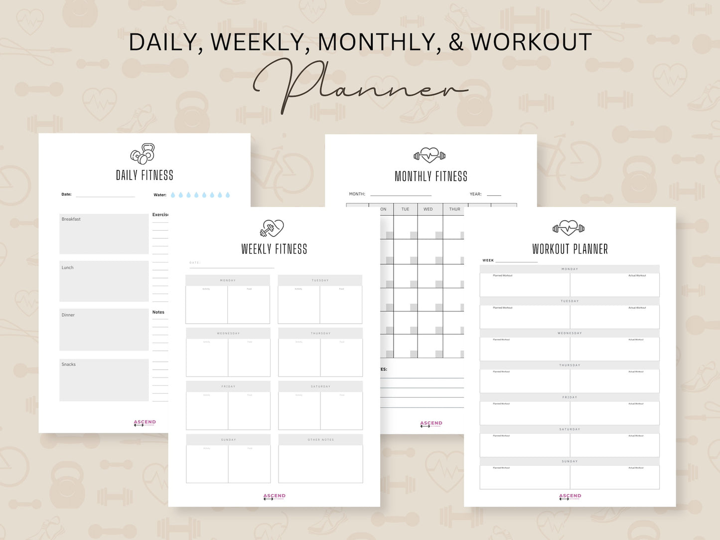 Ascend Activewear Ultimate Fitness Planner (Printable/Digital Download)