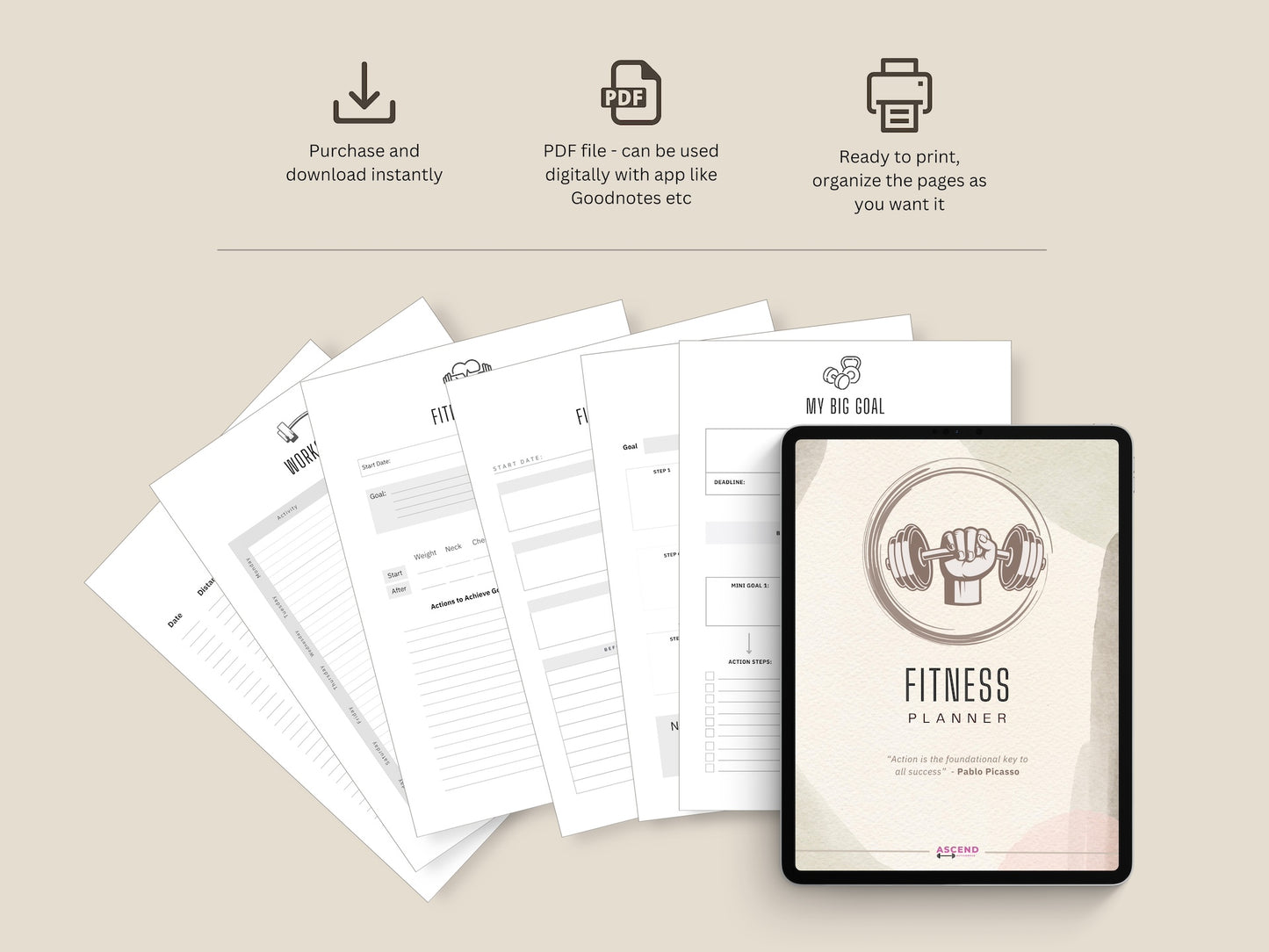 Ascend Activewear Ultimate Fitness Planner (Printable/Digital Download)