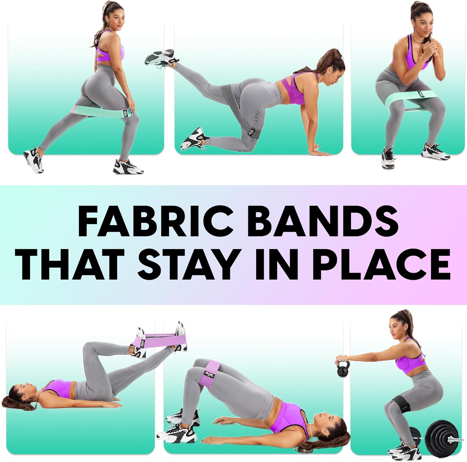 Fabric Resistance Bands for Working Out - 4 Booty Bands for Women and Men, Best Exercise Band Workout Bands for Workout Legs Butt Glute Hip - Gym Loop Fitness Bands Set for Home with Training Guide