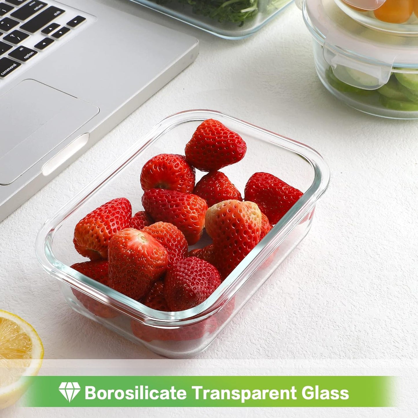 Glass Food Storage Containers with Lids, [18 Piece] Glass Meal Prep Containers, Airtight Glass Lunch Bento Boxes, Bpa-Free & Leak Proof (9 Lids & 9 Containers) - Grey