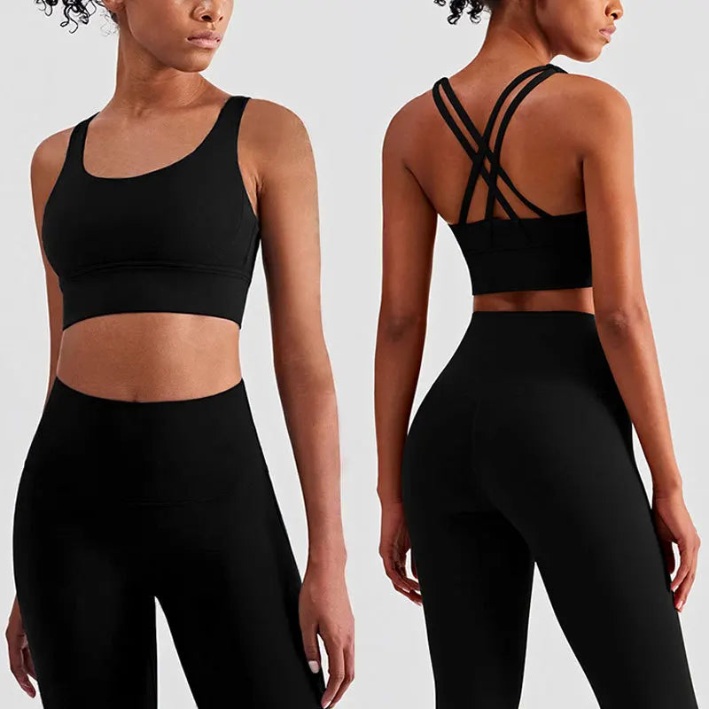 2 Piece Yoga Clothes Women'S Tracksuit Athletic Wear Pilates Fitness Suit Gym Workout Push up Clothes Sports Bra Leggings Suit