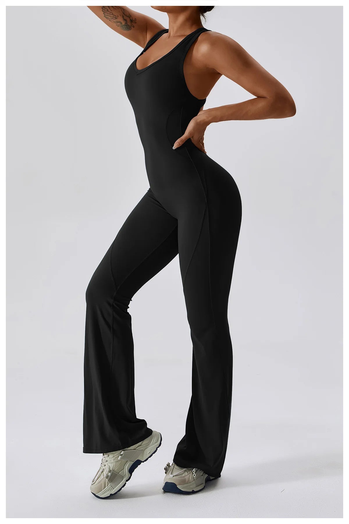 Sexy Back V Flared Jumpsuit - Ascend Activewear