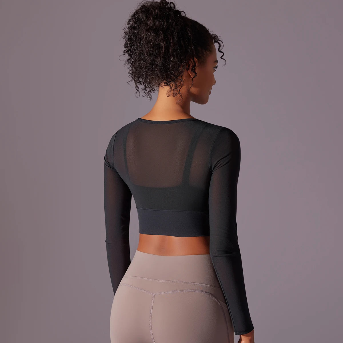 Women'S Mesh Yoga Shirt Sexy Long Sleeve Sport Top Blouse Cover up Quick Dry Gym Clothes Running Fitness Tank Sportwear