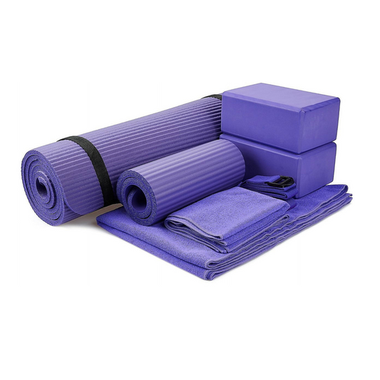 Go Yoga 7-Piece Set - Include Yoga Mat with Carrying Strap, 2 Yoga Blocks, Yoga Mat Towel, Yoga Hand Towel, Yoga Strap and Yoga Knee Pad - Ascend Activewear