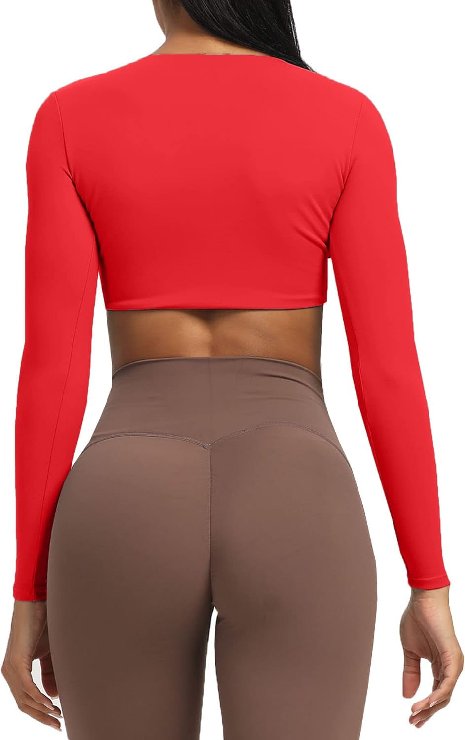 Long Sleeve Crop Tops for Women Sienna Twist Deep V Workout Crop T Shirt Top