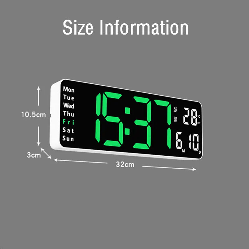 Large Digital Wall Clock Remote Control Temp Date Week Display Timer Countdown Table Clock Wall-Mounted Dual Alarms LED Clocks